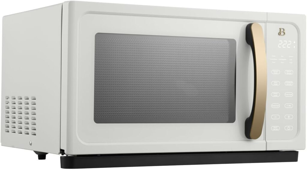 Beautiful By Drew Barrymore 1.1 Cu Ft 1000 Watt Sensor Microwave Oven with Turntable, White Icing