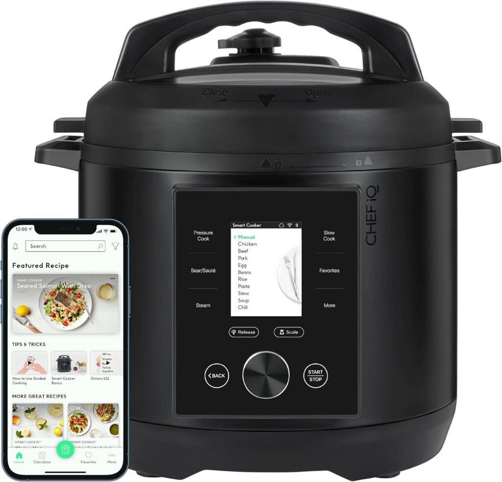 CHEF iQ Smart Pressure Cooker 10 Cooking Functions  18 Features, Built-in Scale, 1000+ Presets  Times  Temps w/App for 600+ Foolproof Guided Recipes, Rice  Slow Electric MultiCooker, 6 Qt