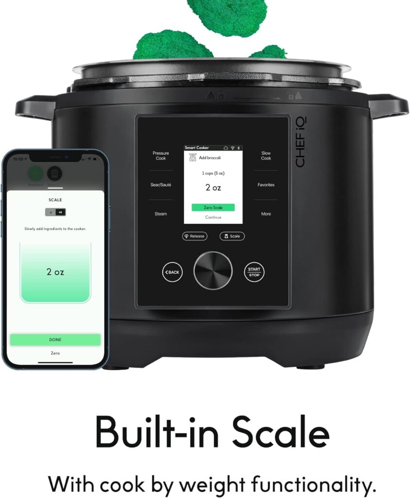 CHEF iQ Smart Pressure Cooker 10 Cooking Functions  18 Features, Built-in Scale, 1000+ Presets  Times  Temps w/App for 600+ Foolproof Guided Recipes, Rice  Slow Electric MultiCooker, 6 Qt