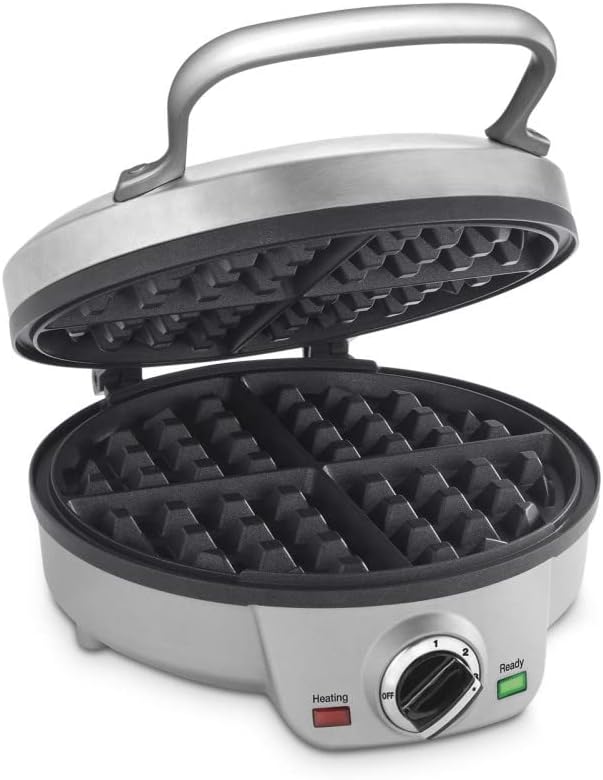 Cuisinart Mini Belgian Waffle Maker, Round Mini Waffle Iron, Silver, WAF-200P1