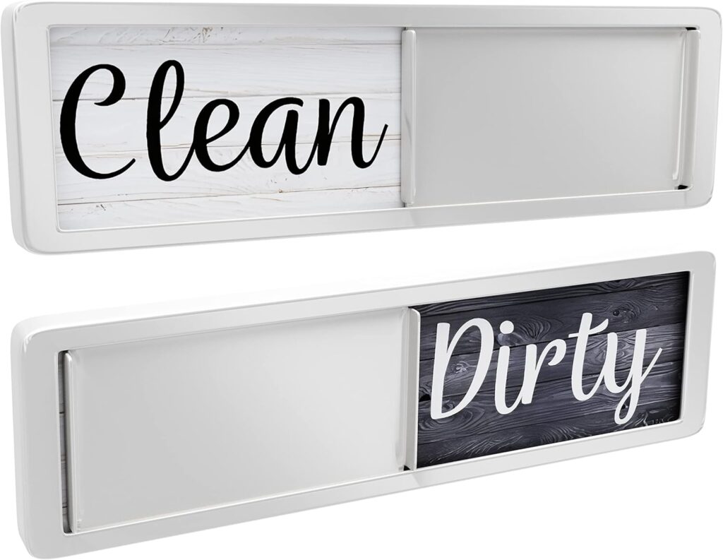 Dishwasher Magnet Clean Dirty Sign, Strong Universal Dirty Clean Dishwasher Magnet Indicator for Kitchen Organization, Slide Rustic Farmhouse Black and White Wood