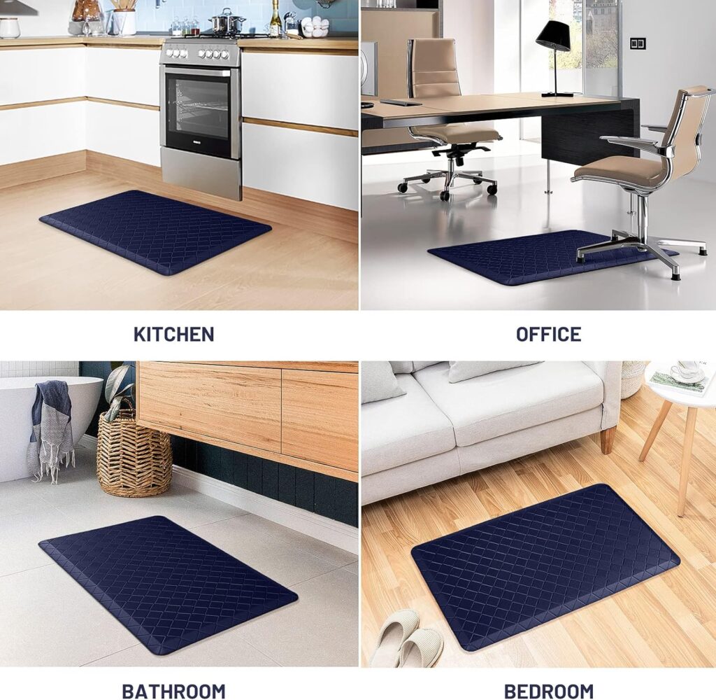 HappyTrends Floor Mat Cushioned Anti-Fatigue ,17.3x28,Thick Waterproof Non-Slip Mats and Rugs Heavy Duty Ergonomic Comfort Rug for Kitchen,Floor,Office,Sink,Laundry,Black