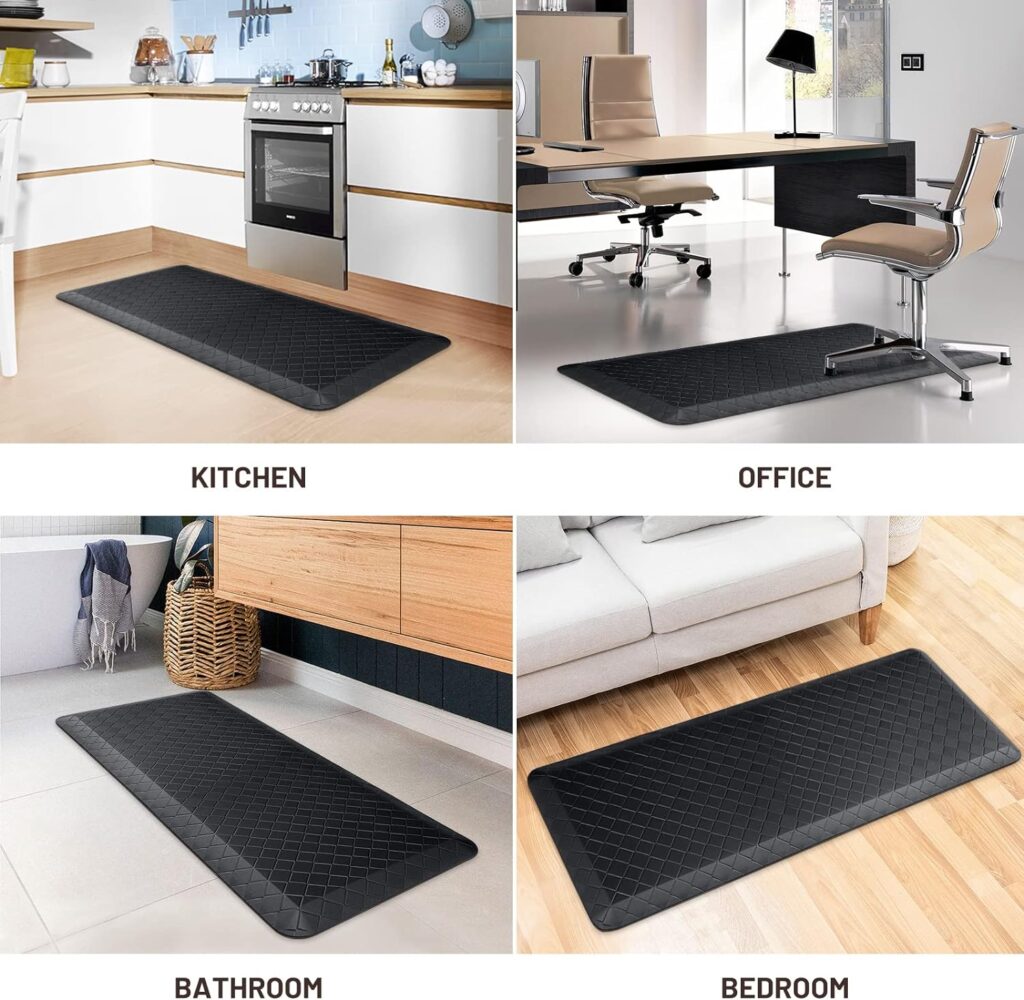 HappyTrends Floor Mat Cushioned Anti-Fatigue ,17.3x28,Thick Waterproof Non-Slip Mats and Rugs Heavy Duty Ergonomic Comfort Rug for Kitchen,Floor,Office,Sink,Laundry,Black