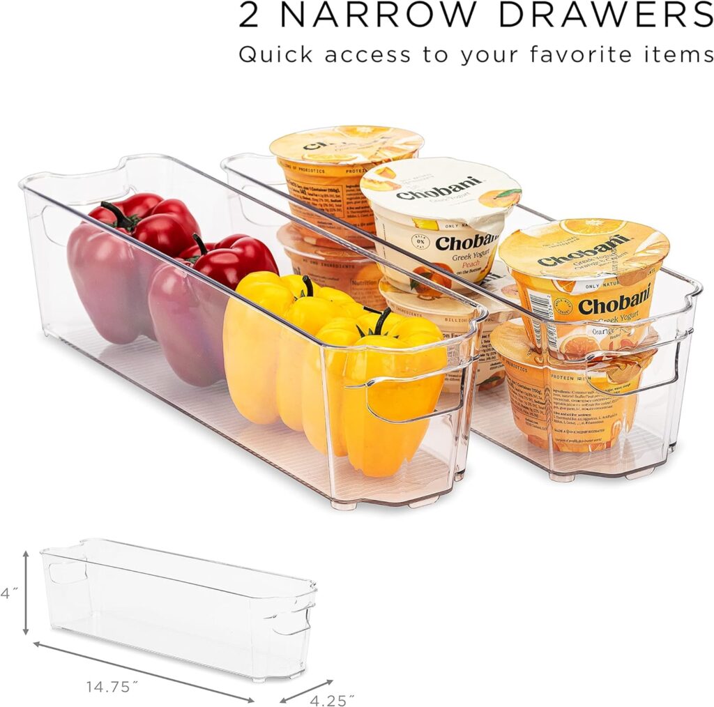 Sorbus Fridge Bins and Freezer Bins Refrigerator Organizer Stackable Food Storage Containers BPA-Free Drawer Organizers for Refrigerator Freezer and Pantry (Pack of 6)