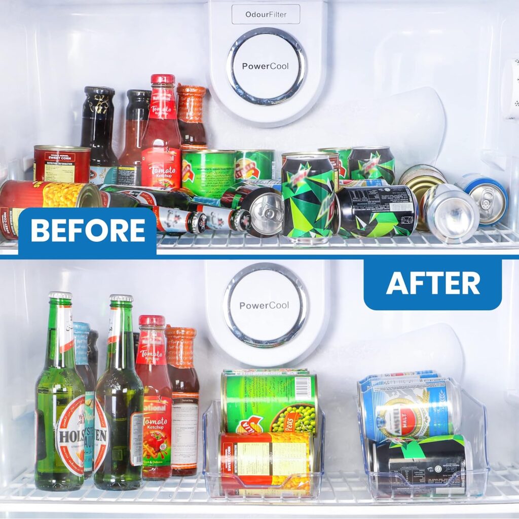 Utopia Kitchen Caddy Can Organizer For Pantry (Pack of 2) - Soda Can Storage Organizer, Fridge  Freezer Organization - Holds Food  Soup Can (Clear)