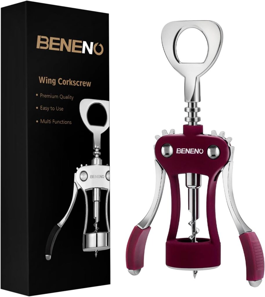 Wine Opener, Zinc Alloy Premium Wing Corkscrew Wine Bottle Opener with Multifunctional Bottles Opener, Upgrade